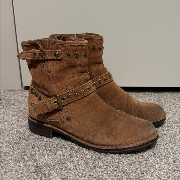 UGG Shoes - 🐂 UGG Brown Tan Suede Studded Ankle Boots
